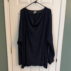 Cato Navy Sparkle Cowl Neck Sweater